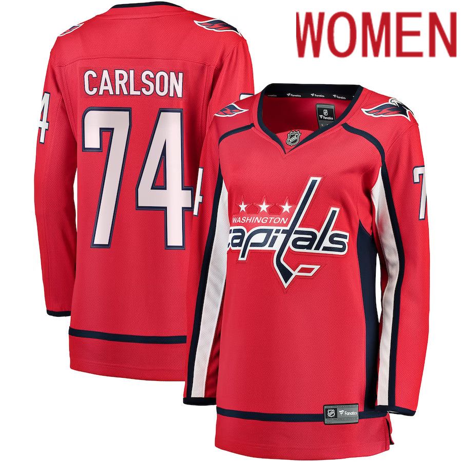 Women Washington Capitals #74 John Carlson Fanatics Branded Red Breakaway Player NHL Jersey